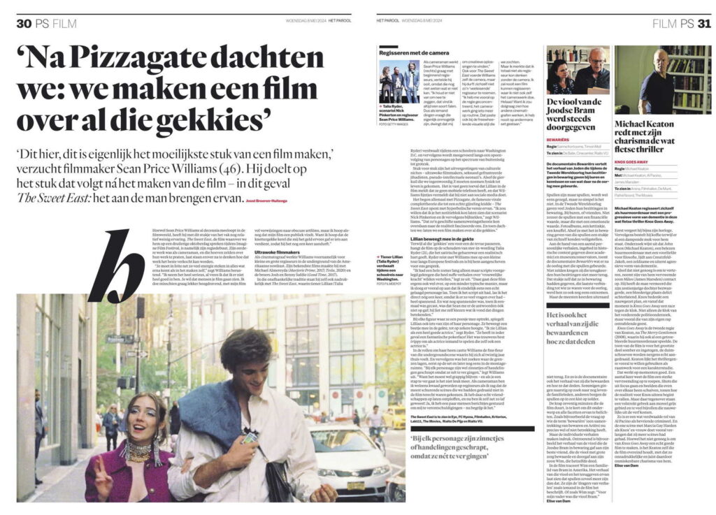 Interview in Parool met Talia Ryder en Sean Price Williams | journalist: Joost Broeren-Huitenga | 8 mei 2024
